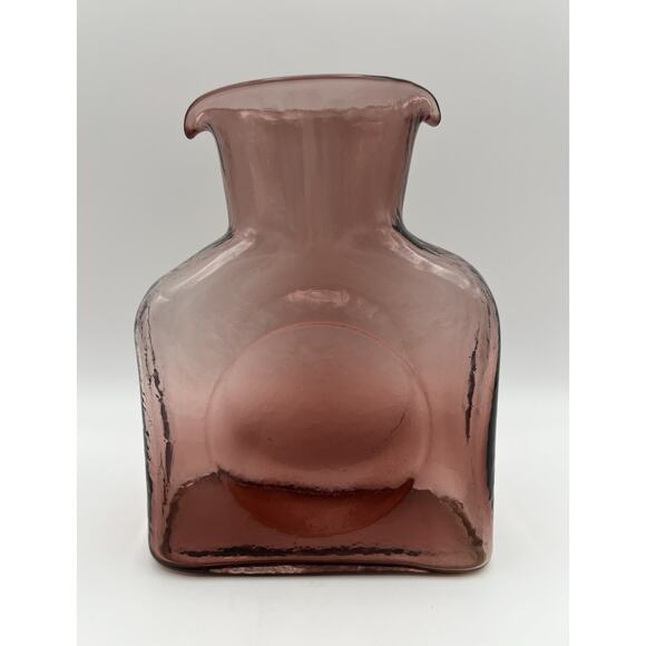 BLENKO Amethyst Purple Glass Double Spouted Water Pitcher Jug Caraf Bottle 8” - Picture 2 of 13